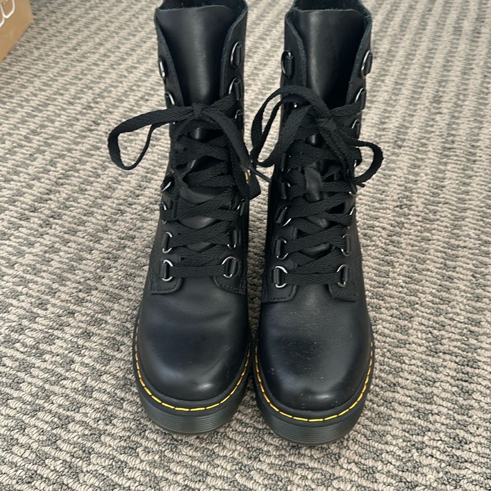 Dr Martens Chesney Leather Flared Heel Laceup Boot.  Only found in the UK!